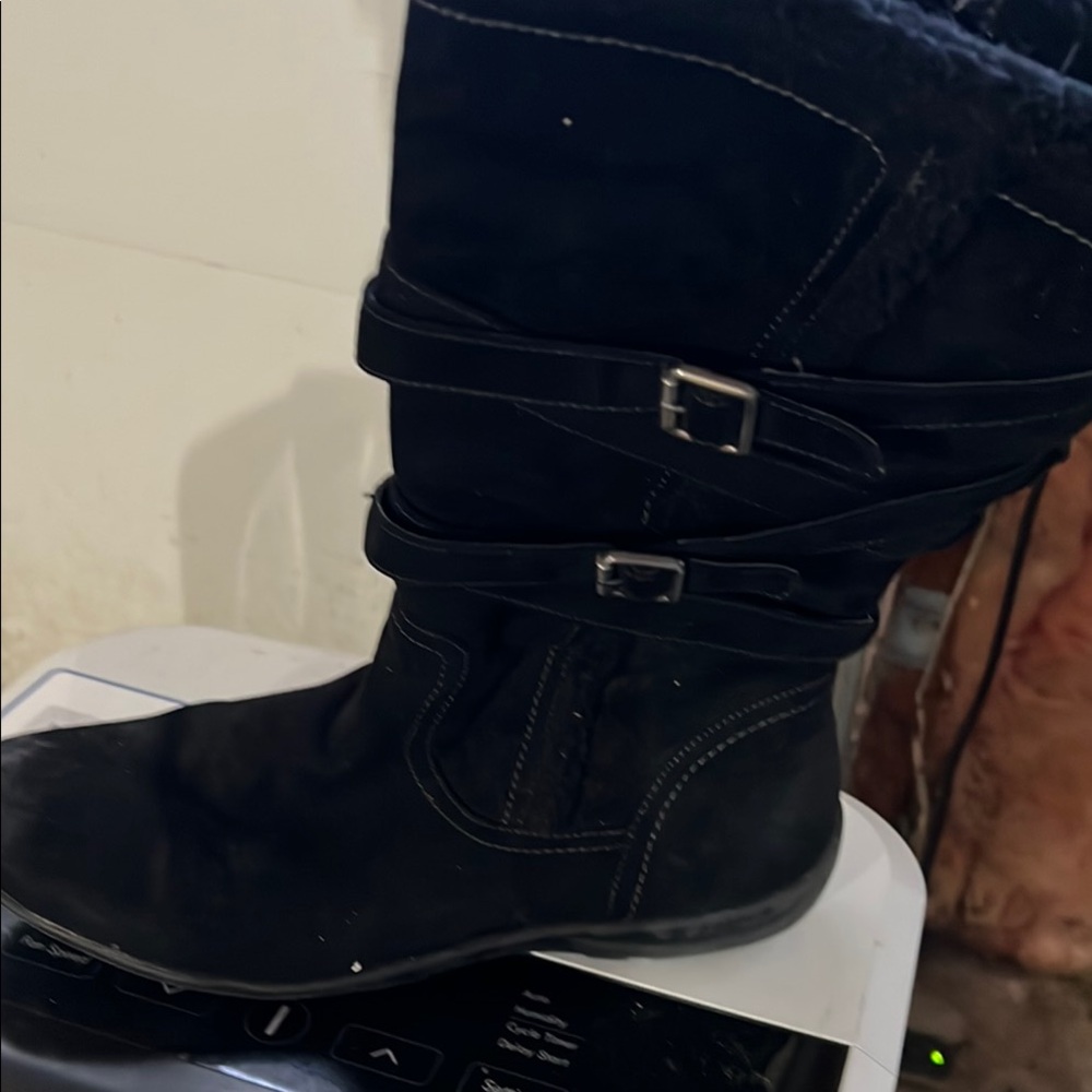 Women's Black Buckle Boots